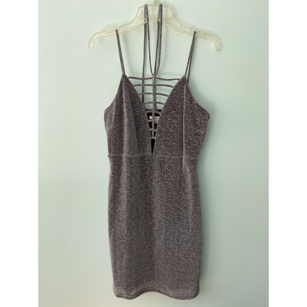 Sparkly mini dress with strappy detail